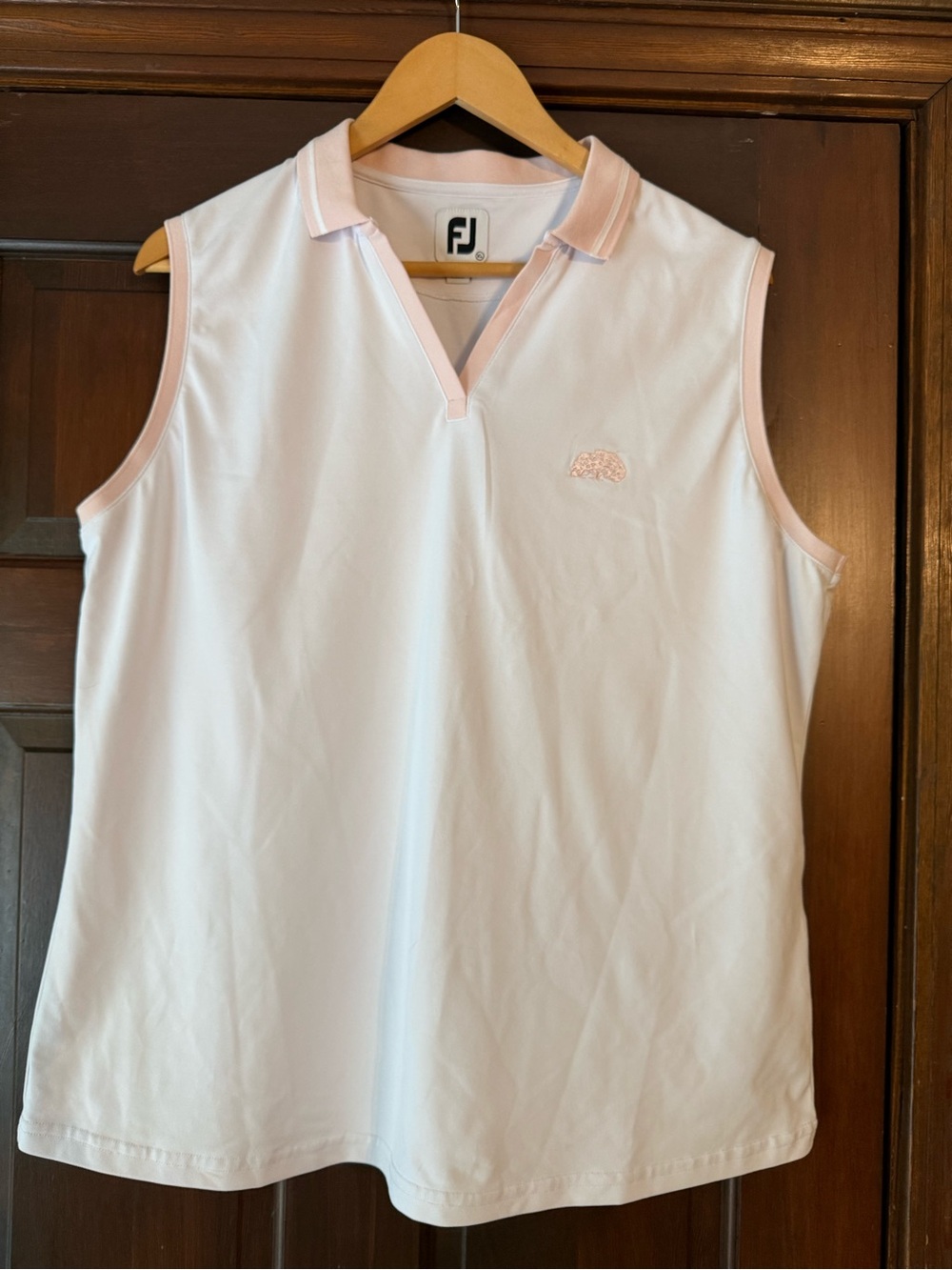 FootJoy White Sleeveless Polo with Pale Pink Trim